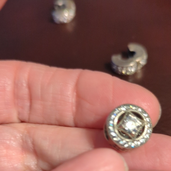 Pandora Charm Sterling Silver With Two Spacers , Rhinestone Accents. - Picture 2 of 9